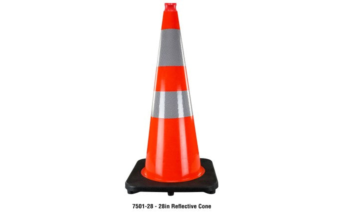 7501-28 - Traffic Cone Solid Orange with Reflective Collar - 28"