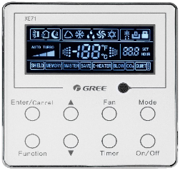 GREE XE71 Wired Controller (All High-Wall, Multi Cassette, Concealed, Universal)