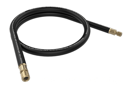 EVACUATION HOSE, BLACK, 6', 1/2" DIAMETER, 3/8" TO 1/4" FITTING