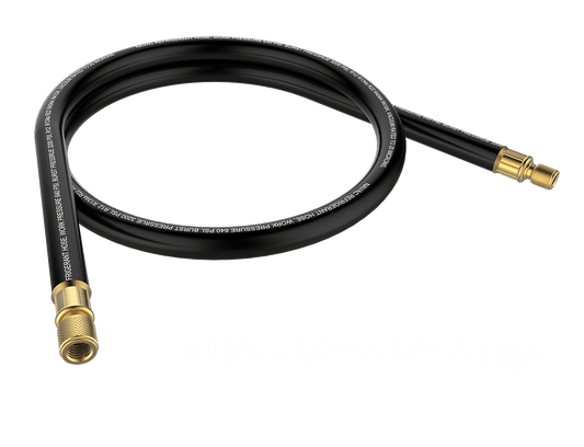 EVACUATION HOSE, BLACK, 6', 1/2" DIAMETER, 1/2" TO 1/4" FITTING