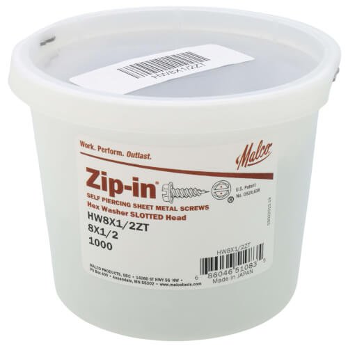 SCREWS ZIP IN #8 X 1/2 TUB